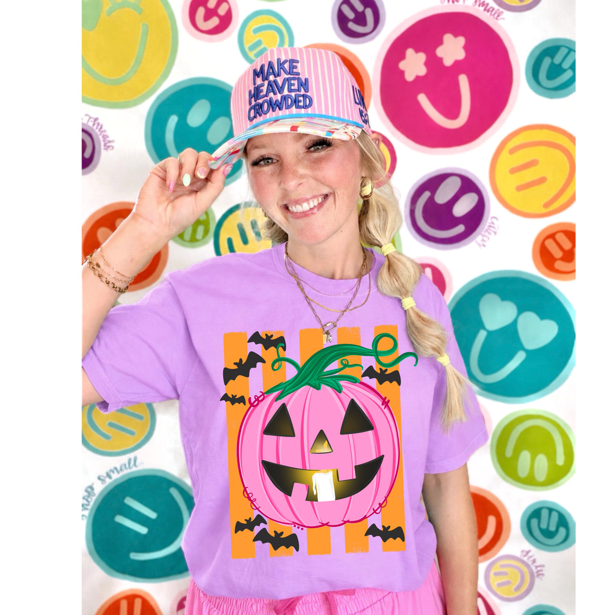 Pink Pumpkin Halloween Graphic Tee