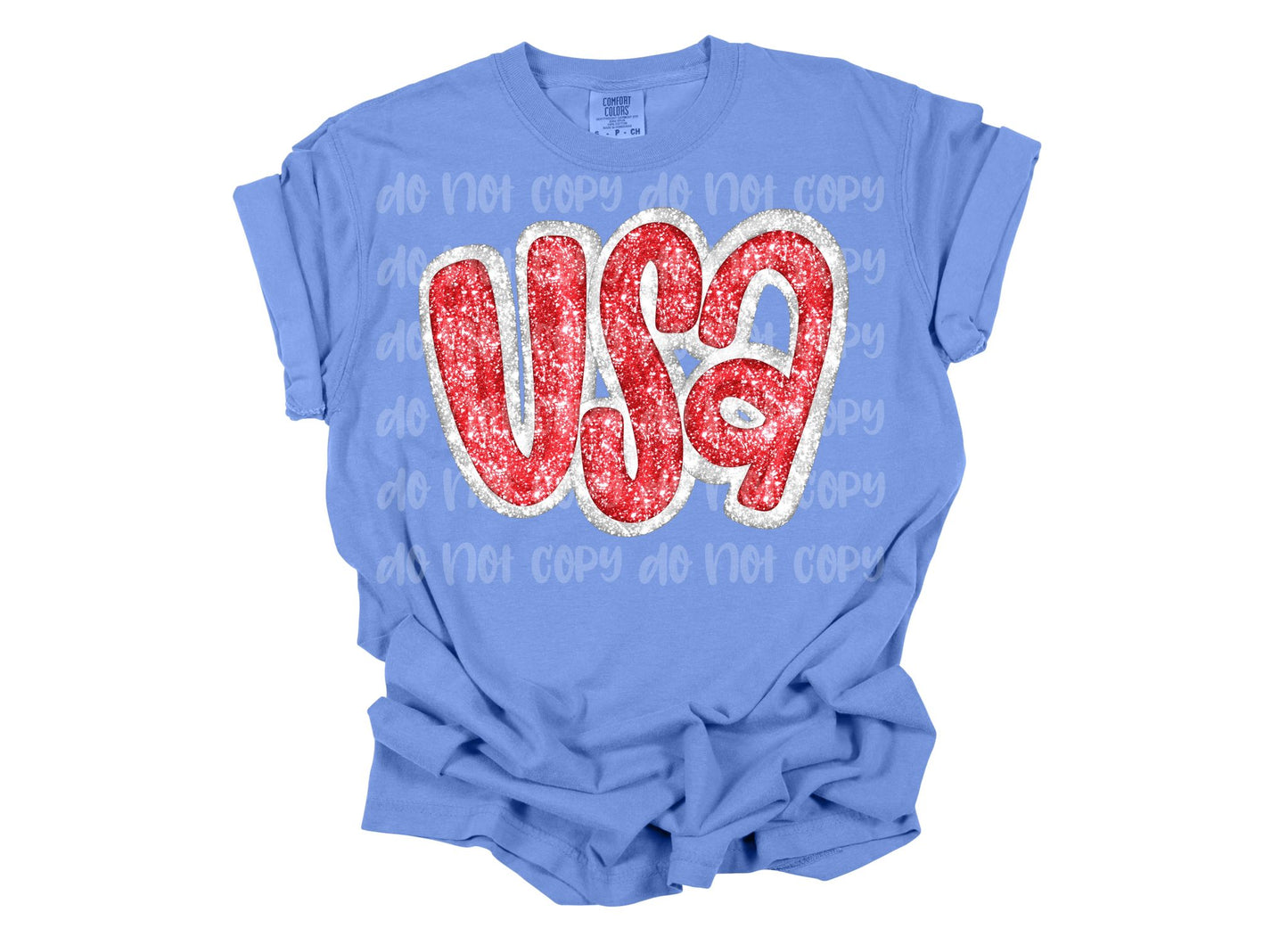 USA Glitter Graphic Tee - Comfort Colors