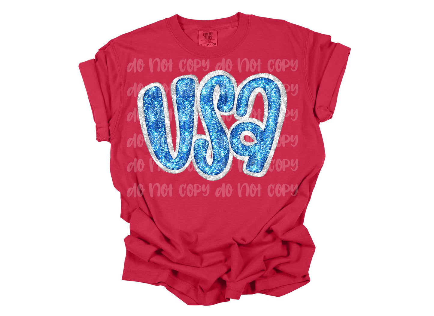 USA Glitter Graphic Tee - Comfort Colors