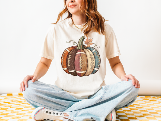 Football Pumpkin Fall Tee