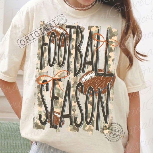 Football Season Camo Graphic Tee